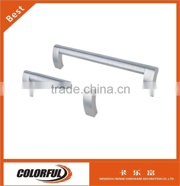 Satin stainless steel hollow cabinet handle with Zamac base