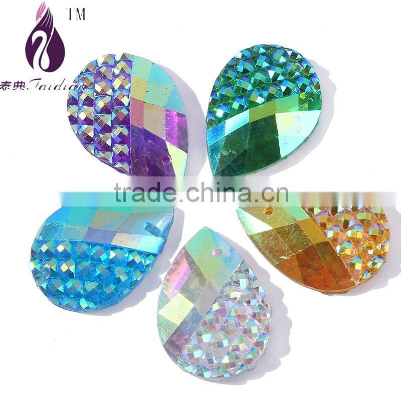 17*25mm flatback crystal rehinestone, teardrop shape mix color for clothing cabochon resin