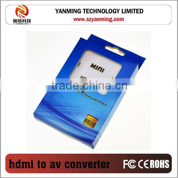 high resolution 1080P hdmi to av 3 RCA converter for computer DVD to HDTV