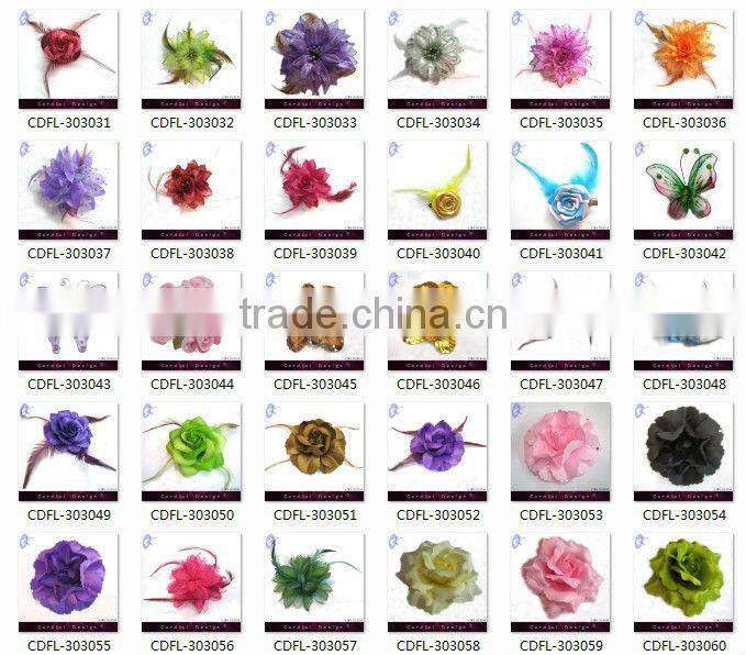 2013 New products creme feather flower for hair decorative flower