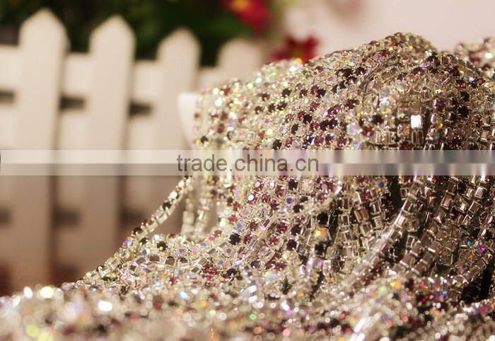 SS20 4.5mm Colorful Crystal Silver Plated Rhinestone Chain hanging crystal Wedding decorations, Garments Decoration YSCHC1015