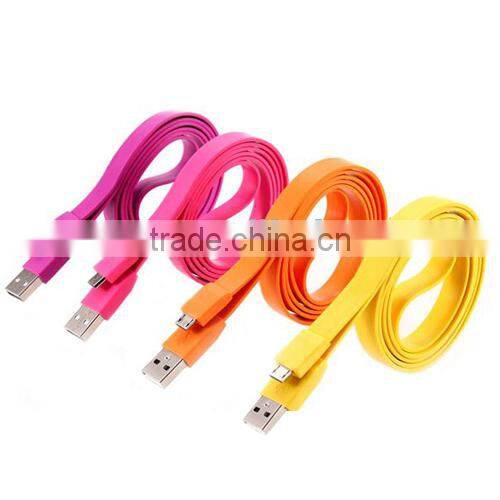 New Flat Stylish Colorful Micro USB Cable Data & Charging Cable for Samsung/HTC/Samsung/LG/Nokia/ Smart Phones