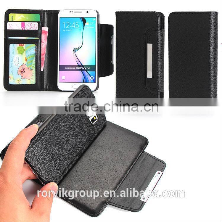 2 in 1 detachable design stand leather flip cover for samsung s6