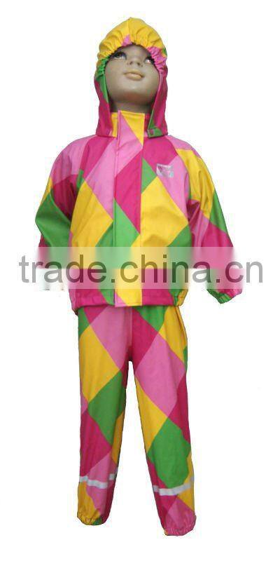 Kid's All Over Printed PU Knitted Rain Sets, Rain Suit, Rain Wear