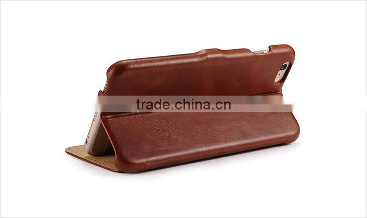 icarer vintage leather case for iPhone6 plus,genuine leather wallet case with stand function