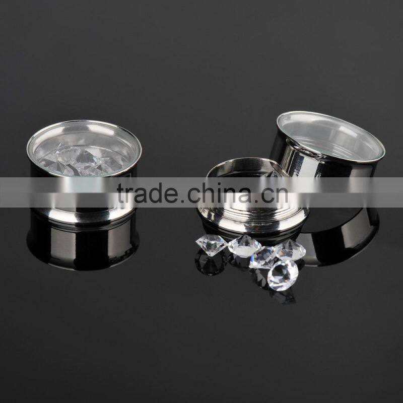 Ipink 6 Pairs Stainless Steel Movable Round Crystal Screw Ear Plugs Flesh Tunnels Stretcher Kit Gauges in Viaous Gauges Size