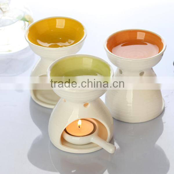 Unique shape ceramic aroma burner with bright color glaze