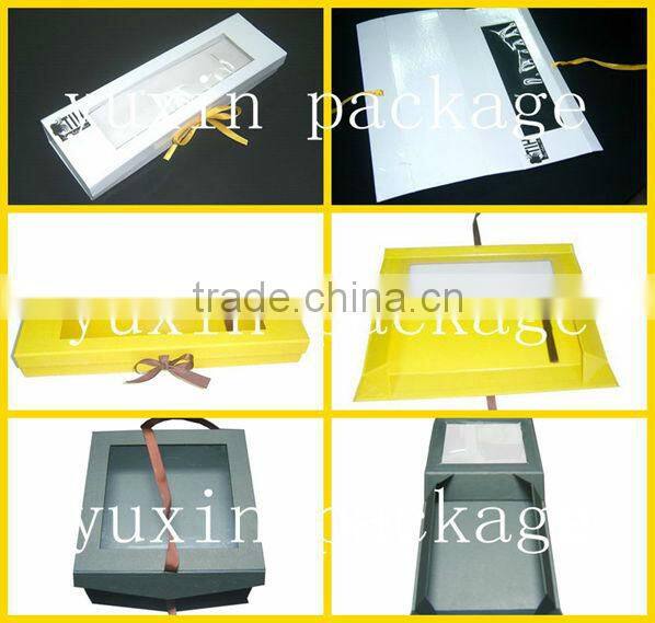 2013 American popular customized gift box ,flatable packing,brown color with big window and brown robbin tie
