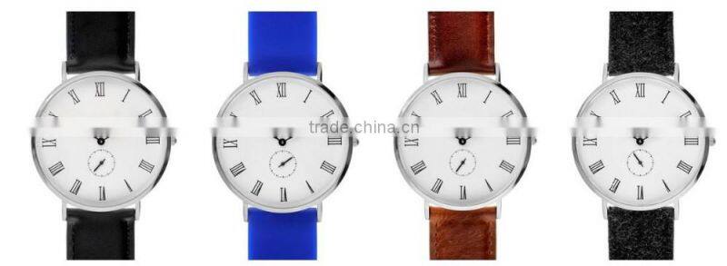 OEM design silver color tweed strap mens wrist watches with stainless steel case