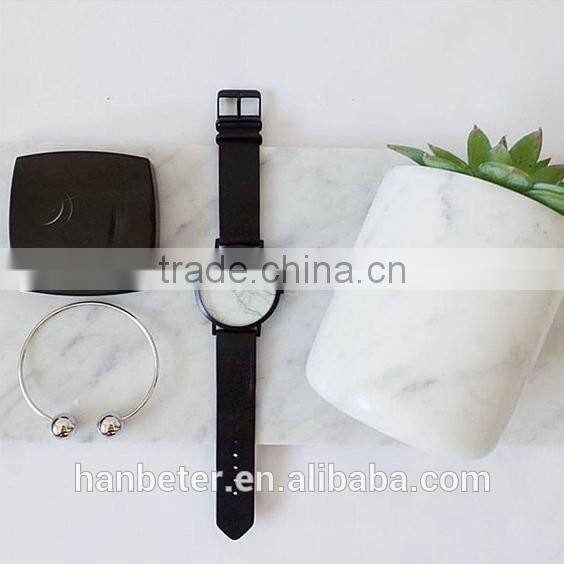 New 2016 handcrafted leather watch ladies top brand marble watch with japan movt