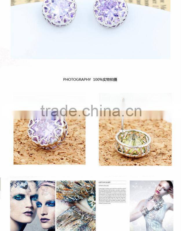 43b china elegance design silver heart inlay earring cookie stamp cz