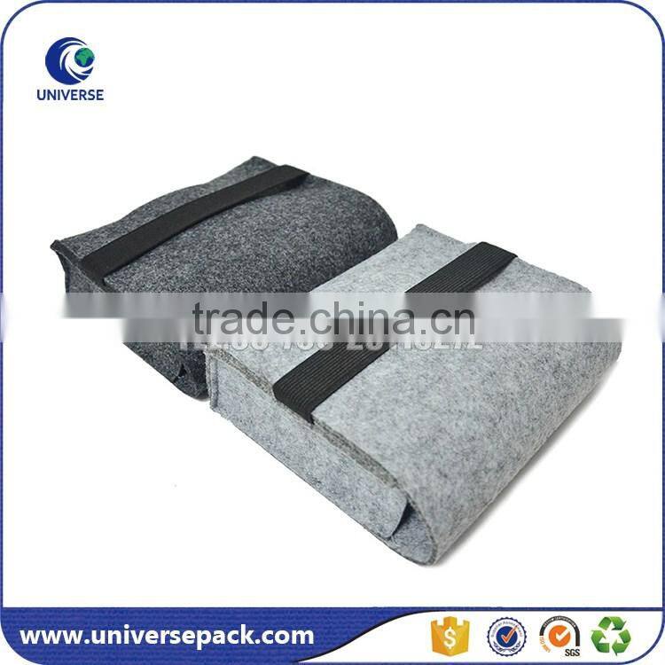 Grey felt power charger pouch with elasticband
