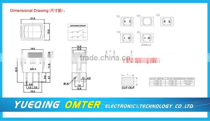 MR-3-220-C5N-BB Rocker Switches