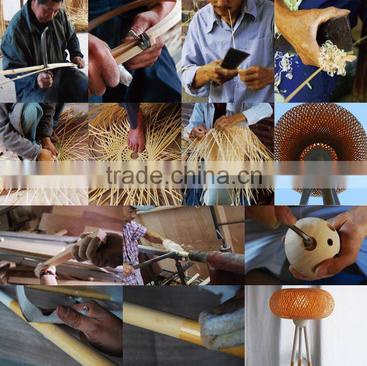 DOUBLE LAYER NATURAL BAMBOO HANDICRAFT TRIPOD FLOOR LAMP TRADITIONAL CHINESE HANDICRAFT TECHNIQUES