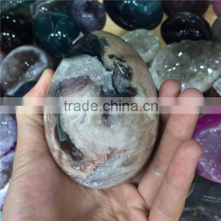 Natural Agate Geode Egg Smile Crystal Egg Ornaments