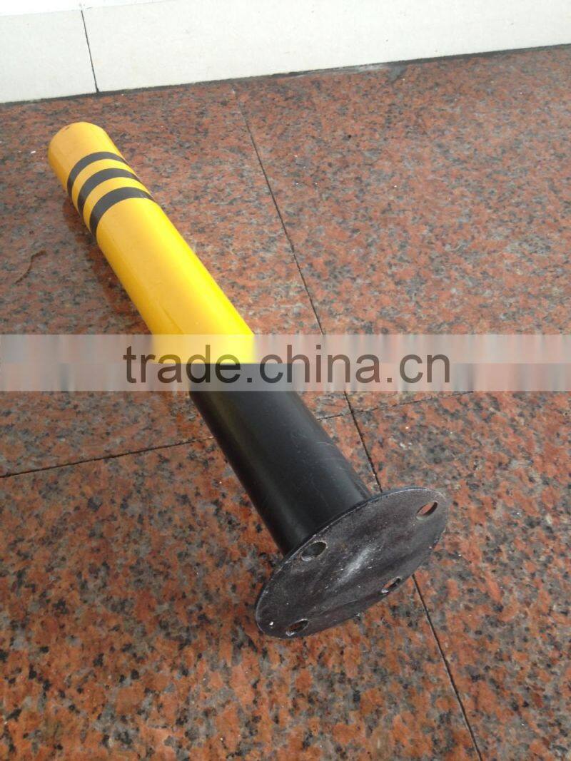 Black and yellow road safety steel warning posts