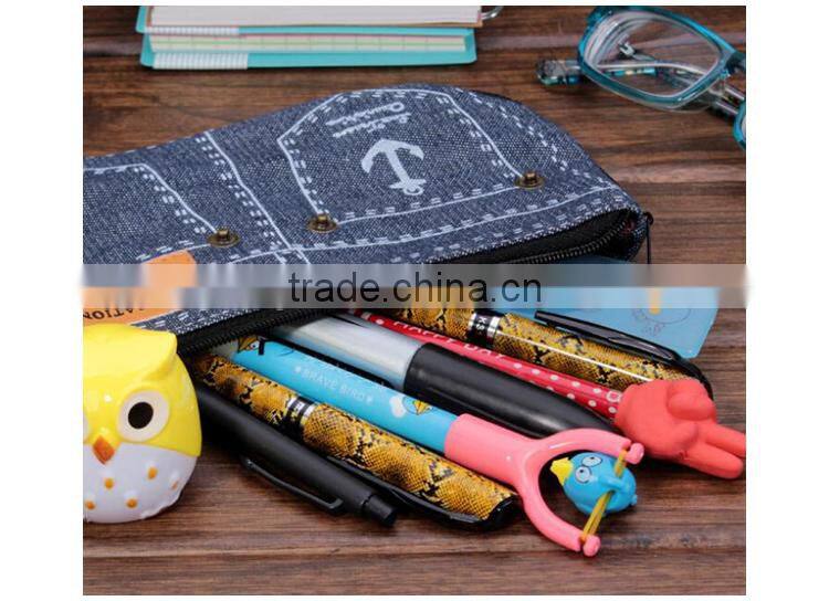 New creative jean shorts pencil case big capacity zipper pencil bag school supplies student stationery cosmetic bag