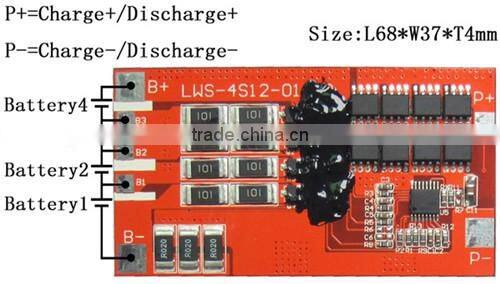 PCM/BMS/PCB For 12.8V(4S)Li-ion Battery Packs flexible pcb strip,pcb mass production,pcb maker