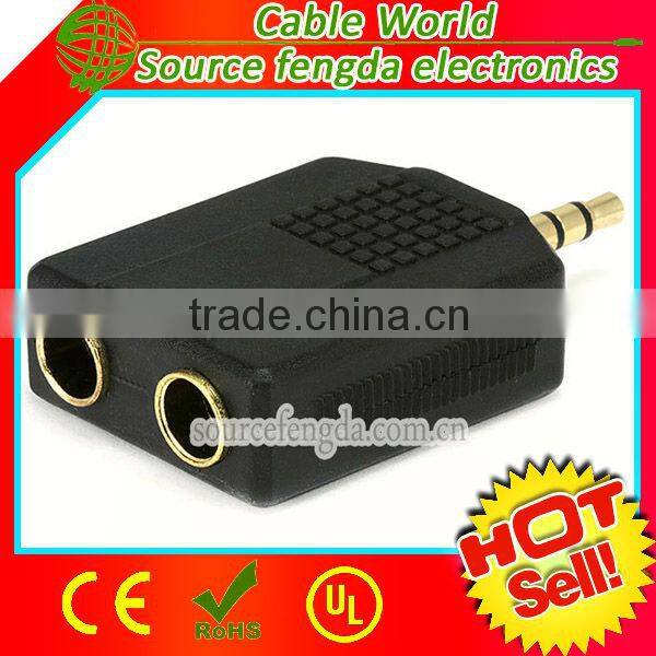 1 to 2 extension 3.5mm stereo plug to 2 6.35 mm stereo jack adapter