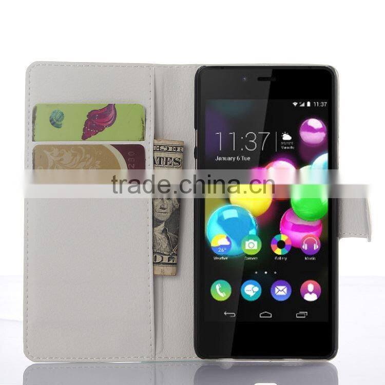 2015 Stylish Stand Wallet Lychee Leather phone cases for wiko highway pure wholesale