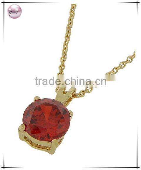 Gold Tone Lt. Green Cubic ZirconiaPendant Necklace