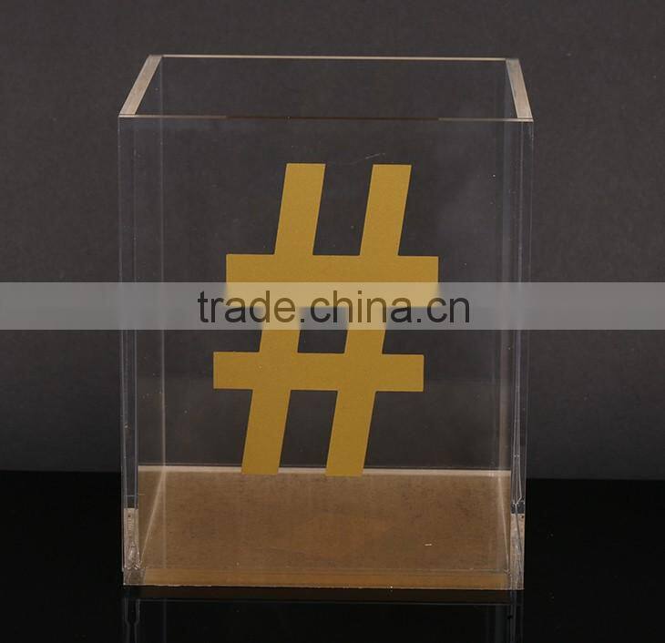 Hot Selling New Design Transparent Acrylic Pen Holder With Pattern