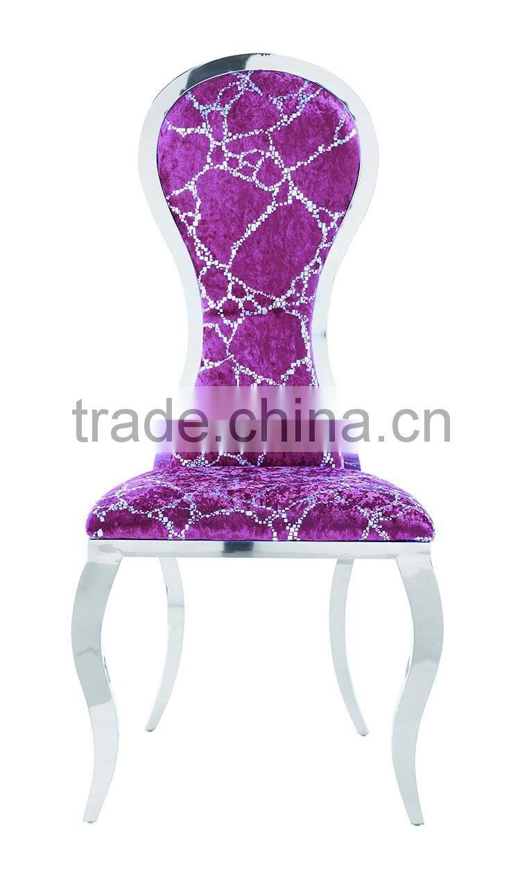 Luxury arc back banquet hall chair metal legs dining room chair