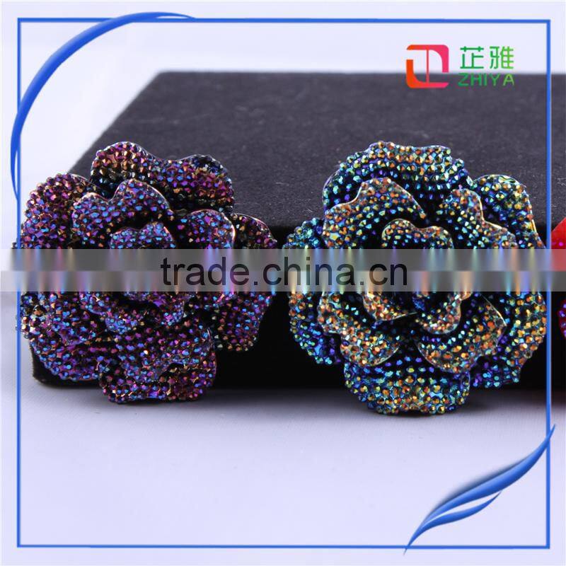 45mm resin rose flower Round Flatback Cabochon Craft Embellishment