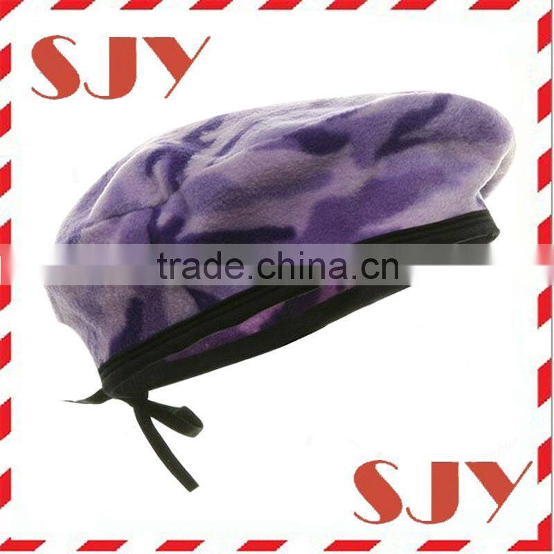 Fashion 100%wool military mens leather beret hat