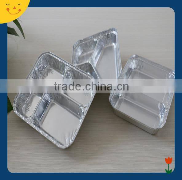 Disposable 4- compartment aluminium foil box for food packaging