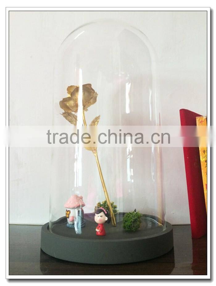 >_<High borosilicate Custom dome jar with wooden tray, cupcake stand covers, Cloche Cheese base Decorative Glass Terrarium Cover