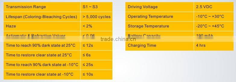 Taiwan Made Smart Tint Electrochromic Sports / Ski Goggle