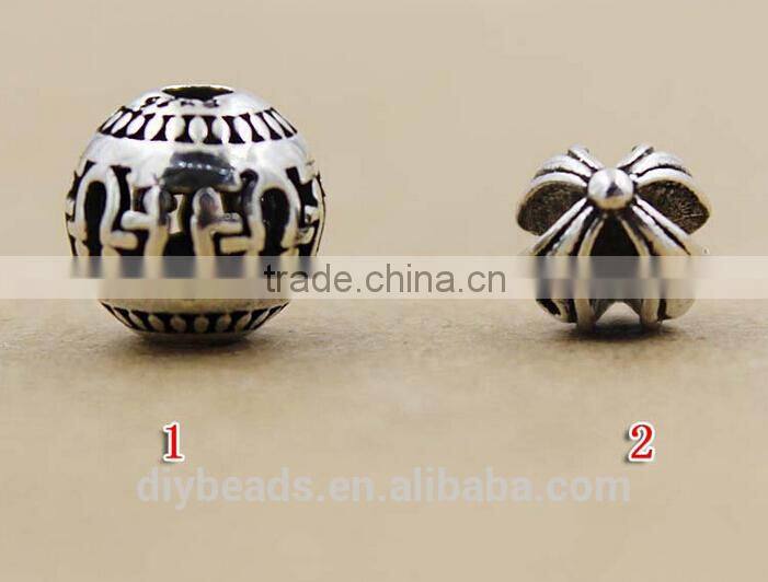 Carved Thai Silver Charm Beads Jewelry Finding