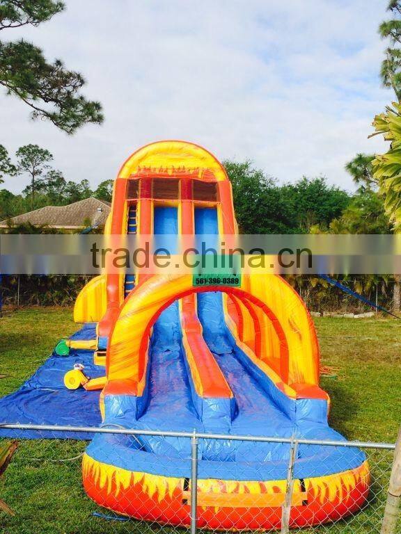 extreme 70ft long inflatable water slide with fire color