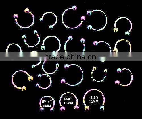 gold CBR captive bead ring earrings lip rings with two balls in the top hot and beautiful body piercing jewelry