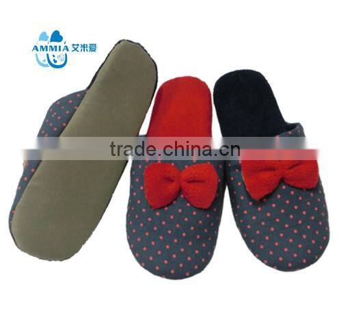 OEM Ladies indoor printing fabric slipper 2015 Customized terry winter high quality warm TPR slippers