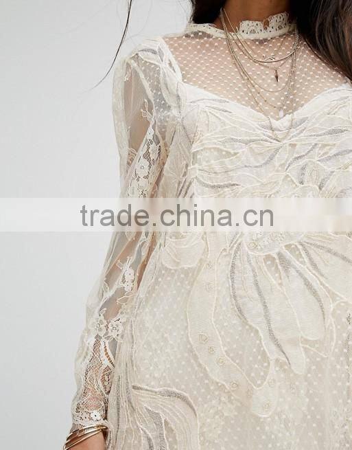 Long Sleeve Scallop lace Elegant Midi dresses ,Wedding dress 2016 for bridesmaid Custom