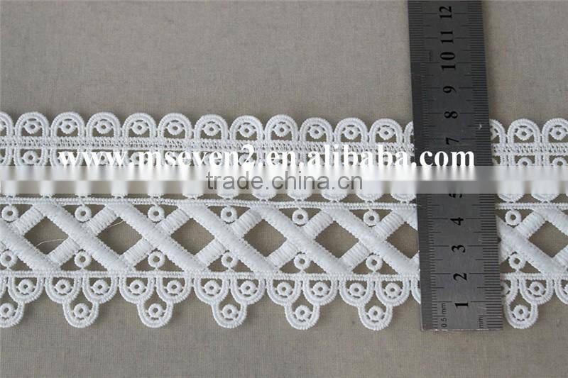 high quality of polyester lace trim, chemical lace trim white lace in 7 1/2 cm for lady garments