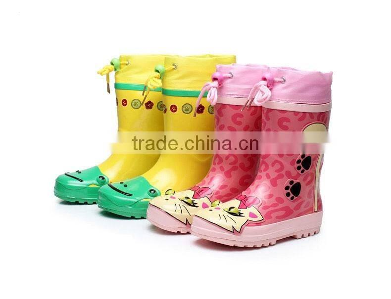 custom made boys and girls children cute rubber rain boots with cuff