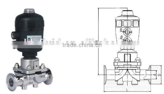 Sanitary stainless steel pneumatic diaphragm valve