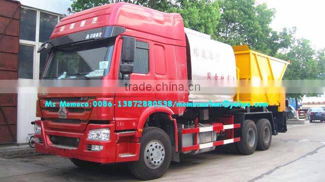 Howo 6x4 asphalt gravel chip sealer,asphalt synchronous chip sealer 8000L bitumen and 120000L stone