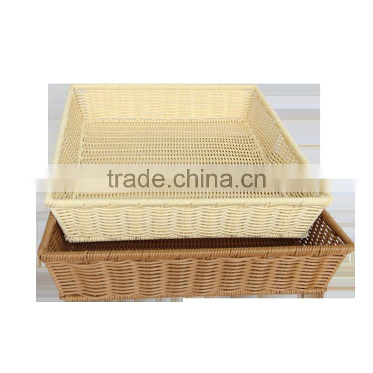 Functional washable plastic wicker rattan display basket for fruit storage
