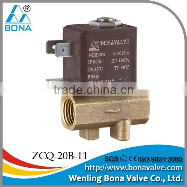 BONA Valve ZCQ-20B-11 Brass Solenoid/Magnetic Valve 1/4" orifice 2.2 mm