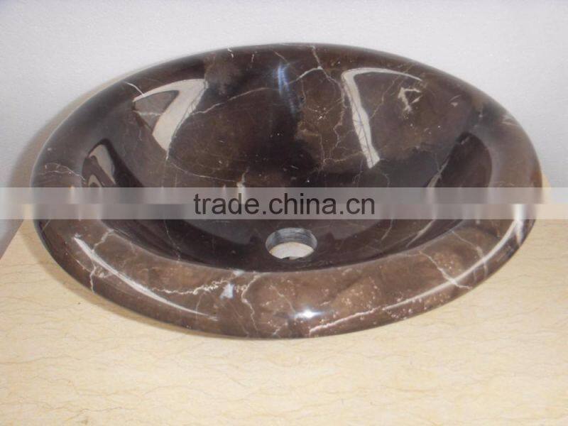 Competitive price brown marble basins/round sinks