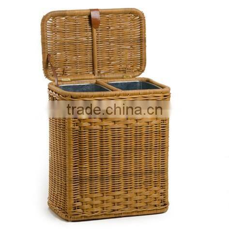 Recycling willow baskets with metal Liner for Trashes
