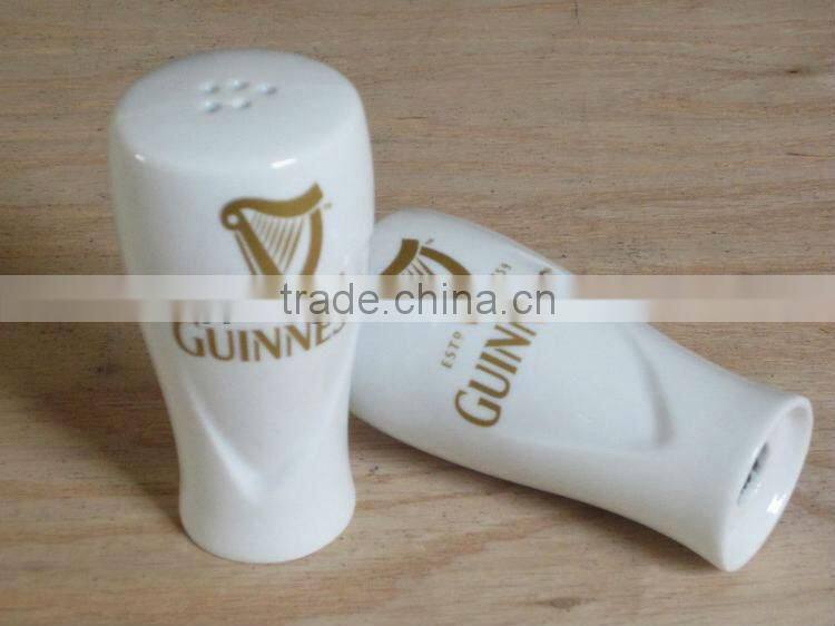 wholesale custom logo ceramic porcelain white salt and pepper shaker cruet set