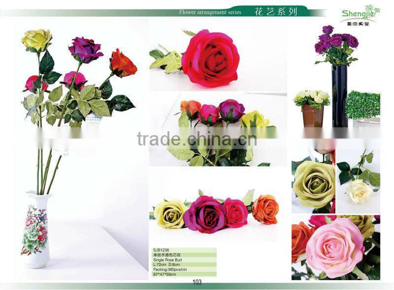 Sleek realistic decorative rose artificial flower silk rose fabric rose red rose