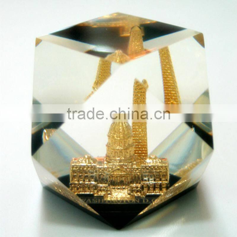 Promotional item transparent glass acrylic paperweight