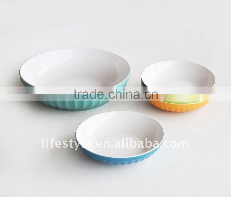 Round Glazed Porcelain Pasta Bowl Set, Italian