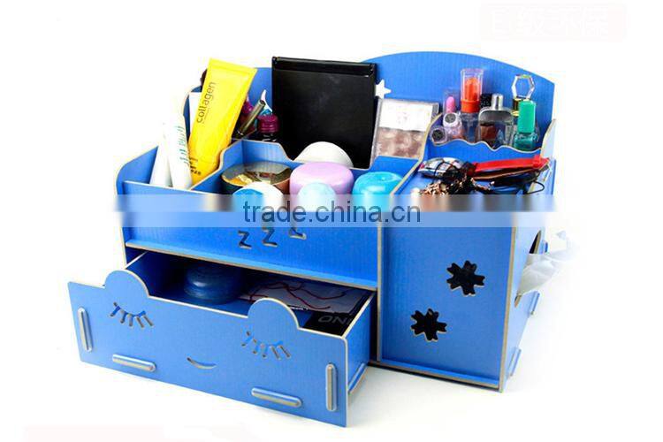 DIY Wooden 1-Drawer Cosmetic Organizer in Yellow